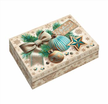 Коробка новогодняя подарочная Новогодняя гармония, 210х150х57 мм (крышка/дно без окна) — изображение 3